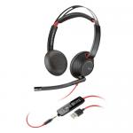 „Poly Blackwire 5220 Stereo“ „USB-C“ ausinės + 3,5 mm kištukas + „USB-C/A“ adapteris