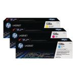 HP 128A 3-pack Cyan/Magenta/Yellow LaserJet tonerio kasečių komplektas (~3x 1300 kopijų)