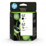 HP 62 2-pack juodos (Black) + trijų spalvų (Tri-color) rašalo kasečių komplektas