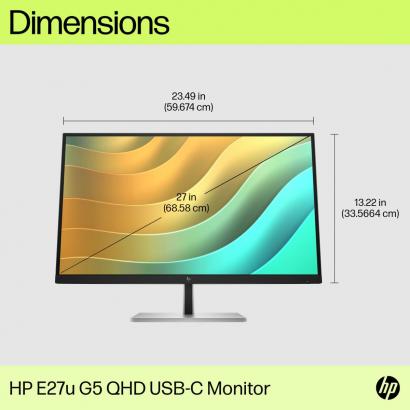 HP EliteDisplay E27u G5 68,6 cm (27'') Quad HD (2560x1440) AG IPS USB-C docking monitorius su LAN jungtimi 