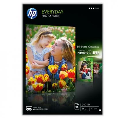 HP A4 Everyday pusiau blizgus nuotraukų popierius, 200gsm, 25 lapai (Q5451A) 