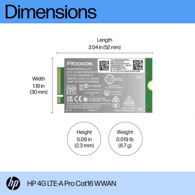 HP 4G LTE-A Pro Cat16 WWAN vidinis modemas 