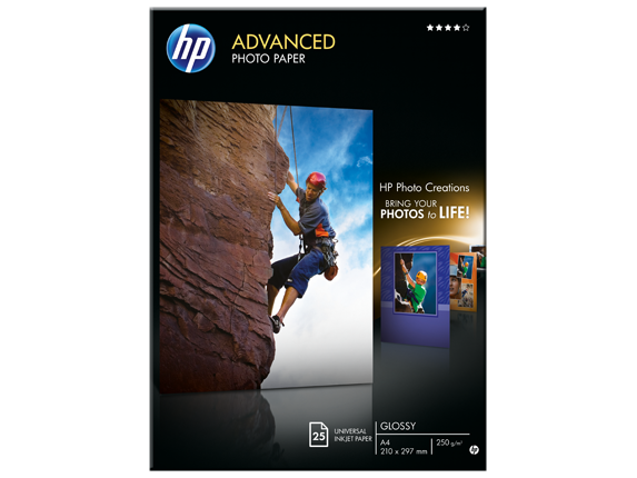 HP A4 foto popierius, blizgus, 25 lapai, 250 g/m² (Q5456A) 